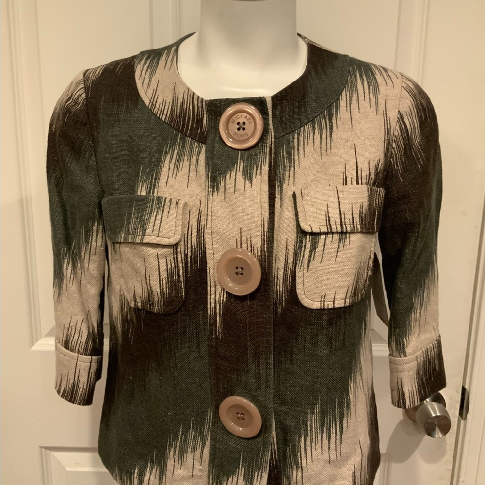 MICHAEL Michael Kors Green and Cream Blazer XS
